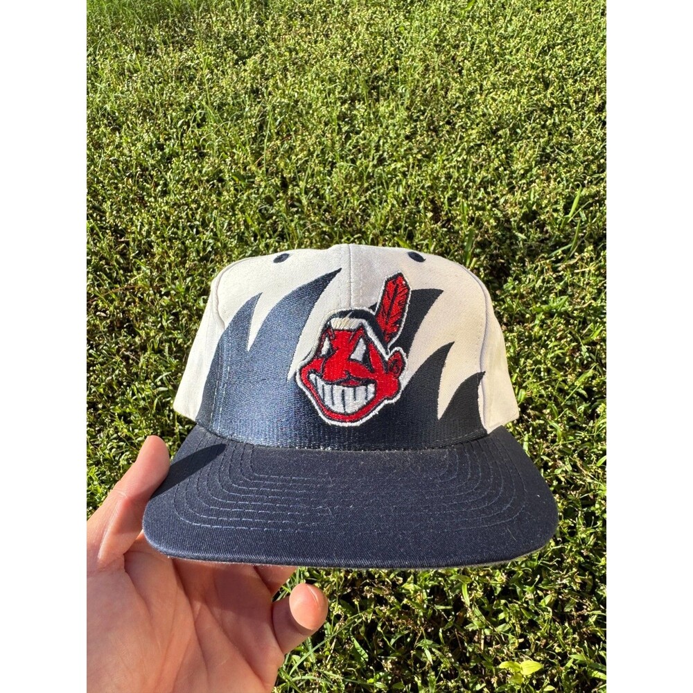 1990s MLB Cleveland Indians Guardians Sharktooth Logo 7 Athletic Snapback NWT